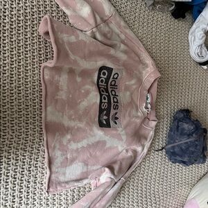 Adidas  Pink and White Sweatshirt cropped
